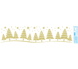 Arch Christmas sticker, window film without adhesive Golden trees with glitters 50 x 12 cm