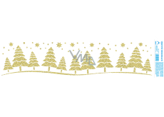 Arch Christmas sticker, window film without adhesive Golden trees with glitters 50 x 12 cm