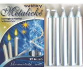 Romantic Light Christmas Candle Box Burning 90 Minutes Metallic Silver 12 Pieces