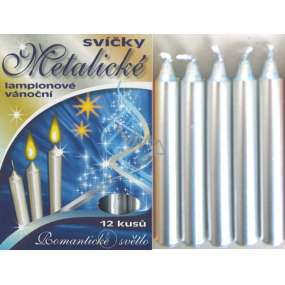 Romantic Light Christmas Candle Box Burning 90 Minutes Metallic Silver 12 Pieces