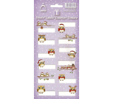 Sheet of Christmas Label Stickers Owls Purple Sheet 12 Labels