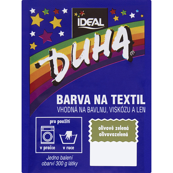 Ideal Rainbow Olive Green, Fabric Dye for Cotton, Viscose, and Linen, for 300 g of Fabric, 15 g