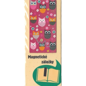 Albi Original Magnetic bookmark for owls on pink 9 x 4.5 cm