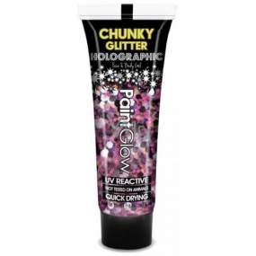 Diva & Nice Chunky Glitter Holographic UV Decorative Gel for Body and Face Purple Haze - Purple Pink 13 ml