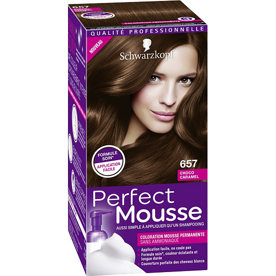 Schwarzkopf Perfect Mousse Permanent Foam Color Hair Color 657 Chocolate Caramel
