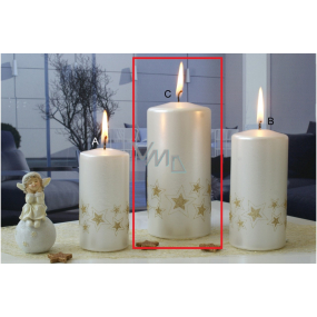Lima Starlight candle white / gold cylinder 70 x 150 mm 1 piece