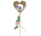 Spring wooden pick 10 cm + skewer heart