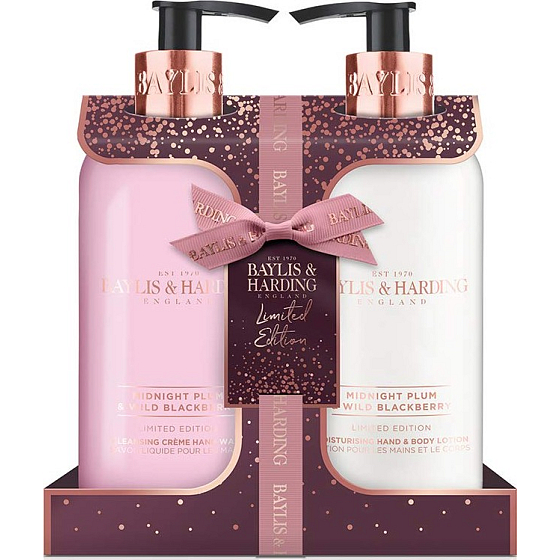 Baylis & Harding Midnight Plum and Wild Blackberry liquid hand soap 300 ml + hand and body milk 300 ml, cosmetic set