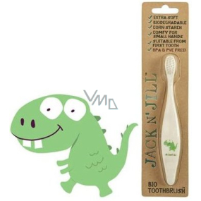 Jack N Jill BIO Dino extra soft toothbrush for children, decomposable in nature, made of corn starch, without BPA and PVC