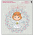 Window foil without glue angels in a wreath turned frontally red 33.5 x 30 cm