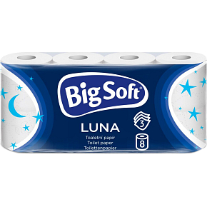 Big Soft Luna 3-ply toilet paper, 8 rolls, 17.6 m roll