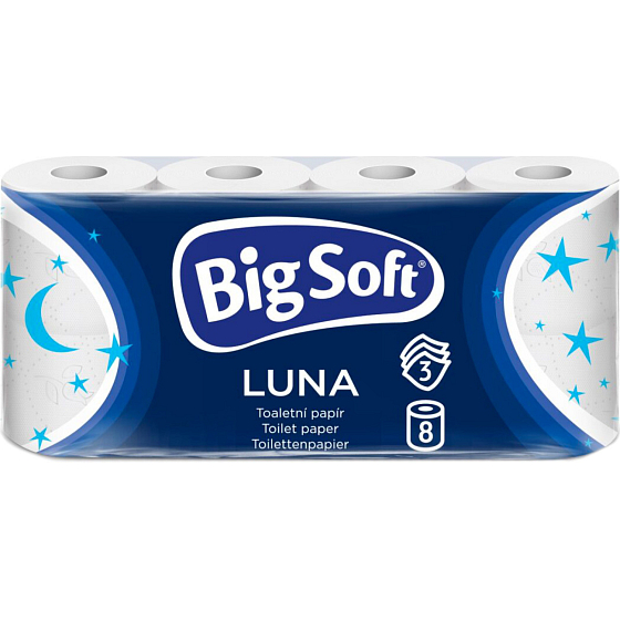 Big Soft Luna 3-ply toilet paper, 8 rolls, 17.6 m roll