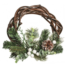 Wicker wreath with twigs and cone, diameter 25 cm