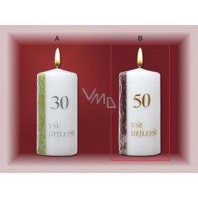 Lima Jubilee 50 years candle violet-pink stripe All the best 70 x 150 mm 1 piece