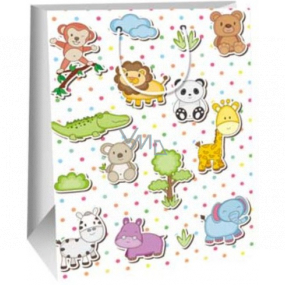 Ditipo Paper gift bag 32,4 x 44,5 x 10,2 cm White - Zoo animals