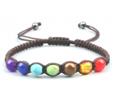 7 chakras healing bead bracelet handmade knitted, brown, balancing beads