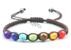 7 chakras healing bead bracelet handmade knitted, brown, balancing beads