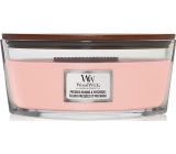 WoodWick Pressed Blooms & Patchouli - Crushed flowers and patchouli scented candle with wooden wick and lid glass boat 453 g
