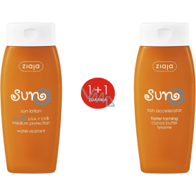 Ziaja Sun SPF 20 Waterproof Sunscreen Lotion 150 ml + Sunscreen Activator with Tyrosine 150 ml, duopack