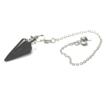 Obsidian pendulum natural stone 3,5 cm + chain with ball 18 cm, rescue stone