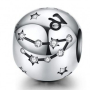 Sterling silver 925 zodiac sign Capricorn + cubic zirconia, bead for bracelet 9 mm