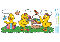 Arch Easter sticker, adhesive-free window film Ducks with basket 35 x 16 cm
