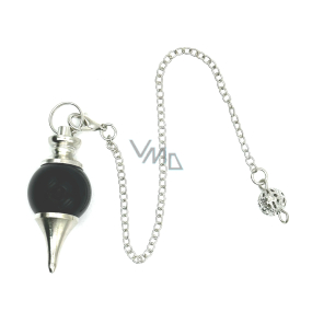 Obsidian pendulum natural stone for dowsing, divination round bead 2 cm x 4 cm, stone of salvation