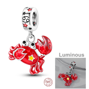 Sterling Silver 925 Luminous - Sign of the Zodiac Cancer, pendant for bracelet