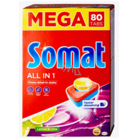 Somat All in 1 Lemon & Lime dishwasher tablets 80 pcs