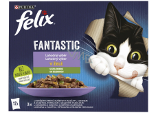 Felix Fantastic kapsičky pro kočky v želé losos a cuketa, hovězí a mrkev, kuřecí a rajčata a pstruh a zelené fazolky 12 x 85 g