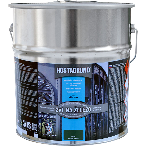 Hostagrund 2v1 S2160 base and top coat for metal, 0199 black, 9 l