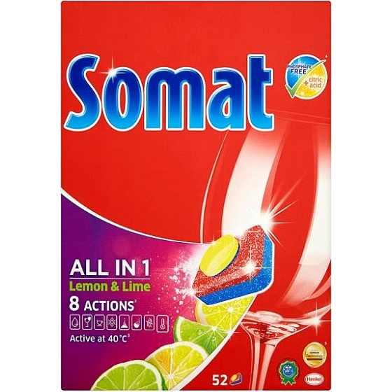 Somat All In 1 8 Actions Lemon & Lime dishwasher tablets 52 pieces 936 g