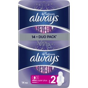 Always Platinum Ultra Super Plus Duo sanitary pads with wings 14 pieces
