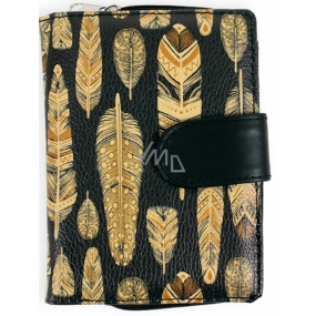 Albi Original Design wallet Black with gold feathers 9 x 13 cm