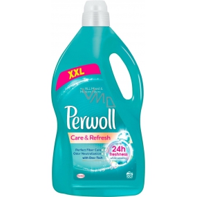 Perwoll Care & Refresh Detergent for Synthetic and Mixed Textiles, captures and neutralizes unwanted odors directly in fabric of 60 doses of 3.6 l