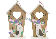 Booth with bird 17,5 cm wooden for hanging / standing 1 piece