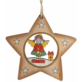 Albi Wooden carved Christmas ornament Angel in a star 9 x 10 cm