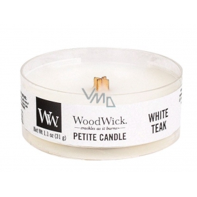 WoodWick White Teak - White teak scented candle with wooden wick petite 31 g