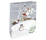 Nekupto Gift paper bag 14 x 11 x 6.5 cm Christmas winter landscape snowman WBS 1914 02