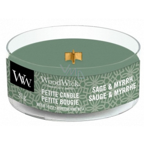 WoodWick Sage & Myrht - Sage and myrrh scented candle with wooden wick petite 31 g
