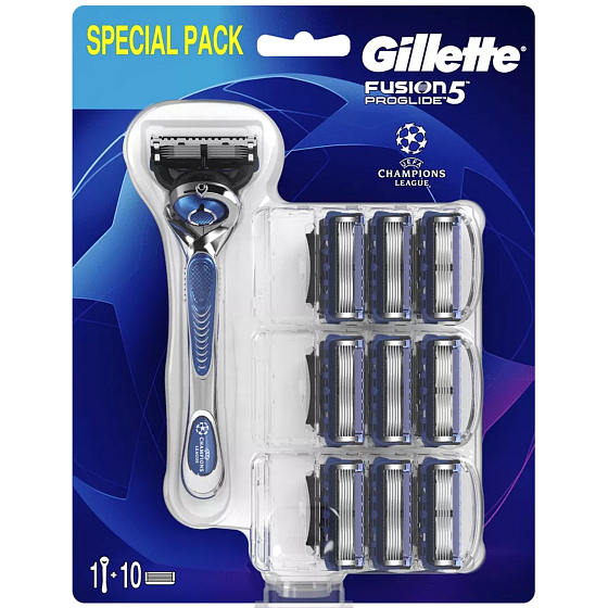 Gillette Fusion 5 ProGlide Flexball shaving collar + 10 replacement heads, for men