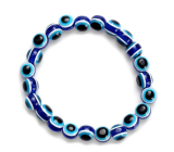 Blue eye bracelet elastic, ball 6 mm / 16 - 17 cm