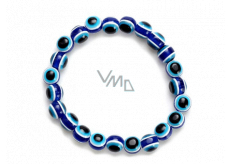 Blue eye bracelet elastic, ball 6 mm / 16 - 17 cm