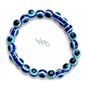 Blue eye bracelet elastic, ball 6 mm / 16 - 17 cm