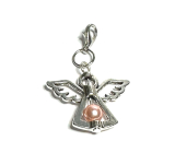 Guardian angel pendant with coloured pink seed bead 29 x 37 mm 1 piece