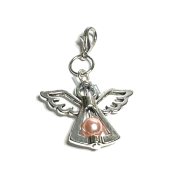Guardian angel pendant with coloured pink seed bead 29 x 37 mm 1 piece