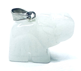 Quartz Elephant pendant natural stone, hand cut figurine 1,8 x 2,5 x 8 mm, the most perfect healer