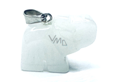 Quartz Elephant pendant natural stone, hand cut figurine 1,8 x 2,5 x 8 mm, the most perfect healer