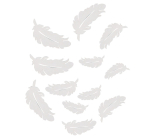 White wooden feathers 12 pieces mix sizes