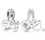 Charm Sterling silver 925 Heart Aunt & Niece 2in1, divisible family bracelet pendant
